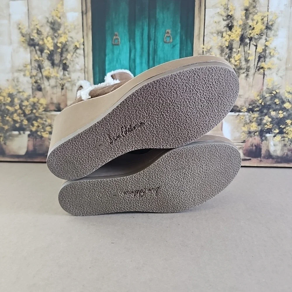 Sam Edelman Womens Reagan Tan Suede Wedge Boots Shoes‎ 8M